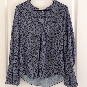 Joie Blue Leopard Long Sleeve Blouse